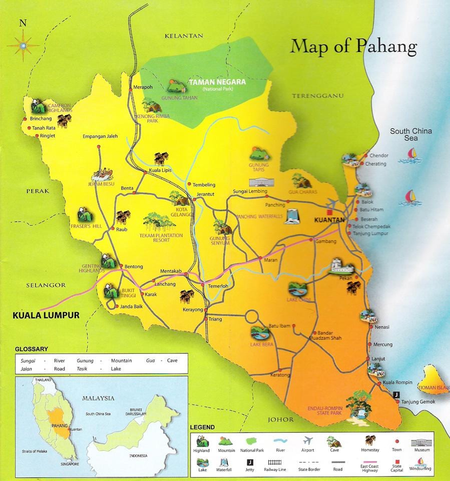 peta negara bagian pahang malaysia