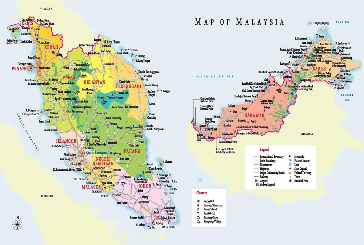 malaysia-tempat wisata peta