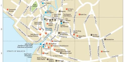 Peta kota malacca, malaysia